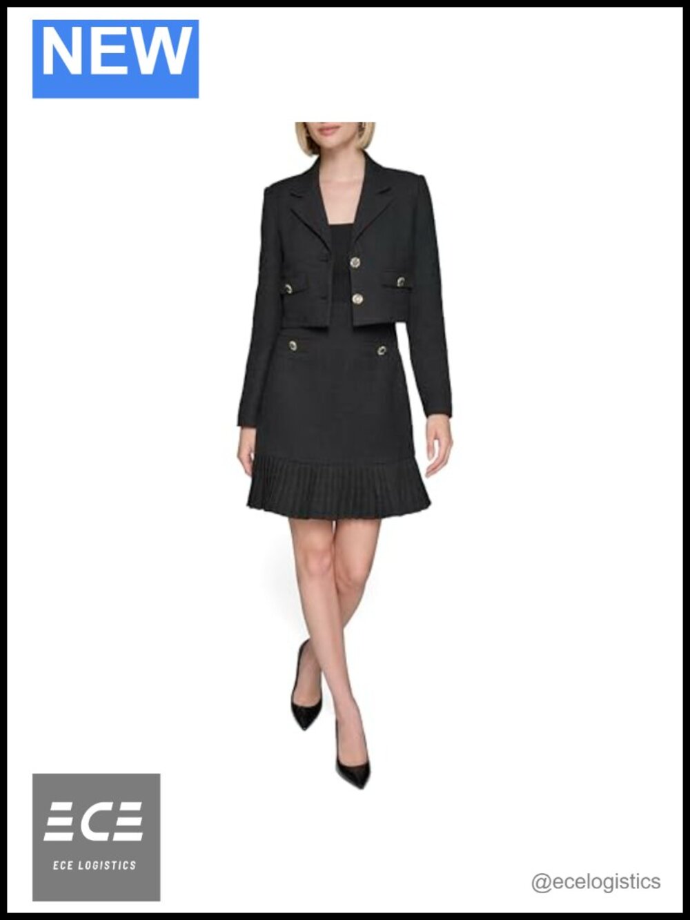 Tweed Collared Long Sleeve Cropped Jacket Blazer